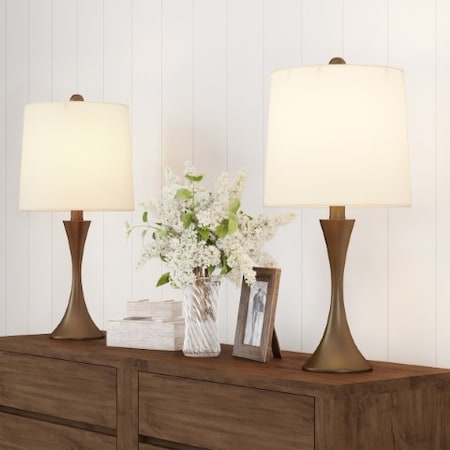 Hastings Home Flared Table Lamps- Set of 2, Bronze 636021BWQ